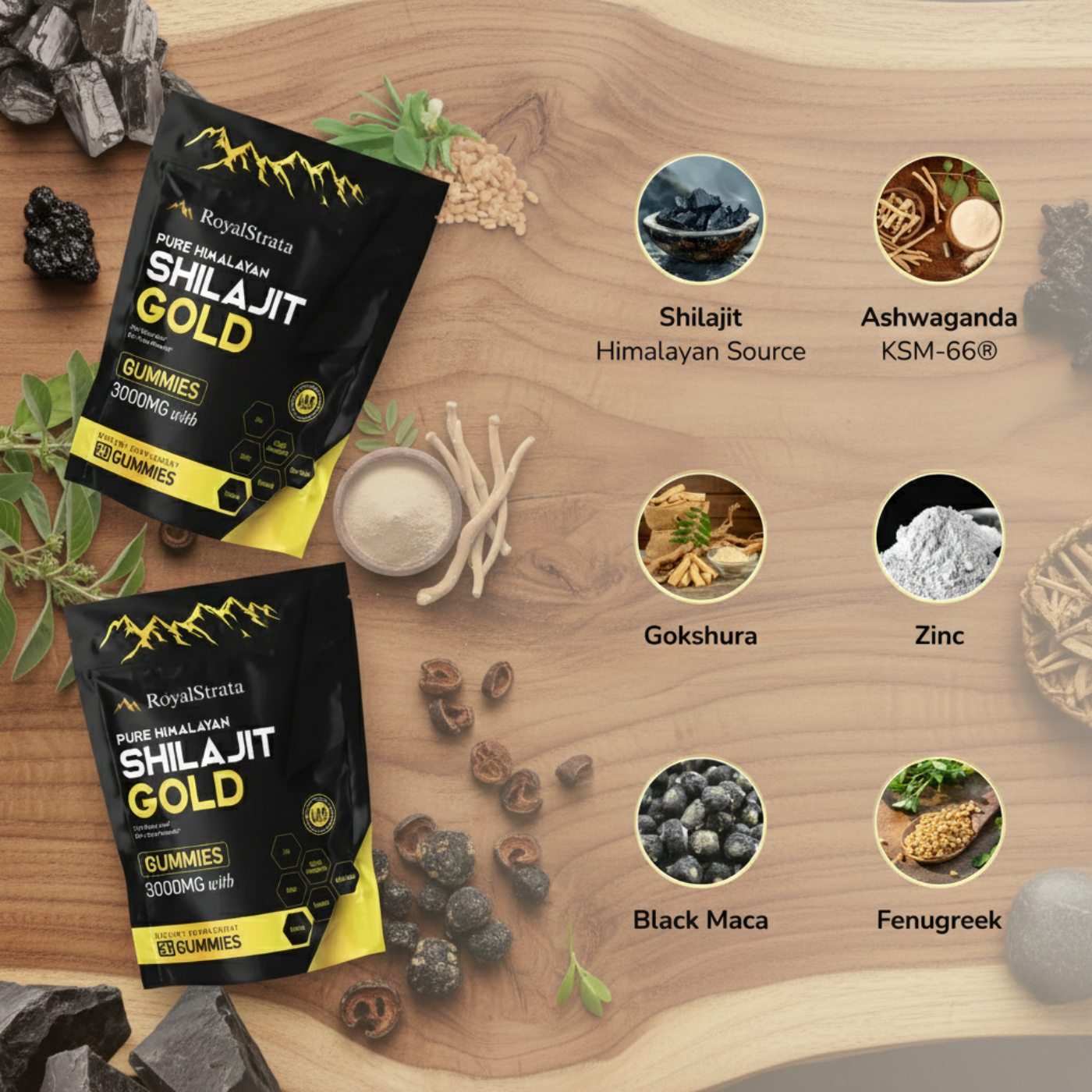ROYALSTRATA™ Pure Shilajit Gummies – Now 6-in-1 Support